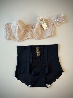 Paramour by Felina Lace Bra & Control Panty Detachable Straps– 36C NWT Elegance